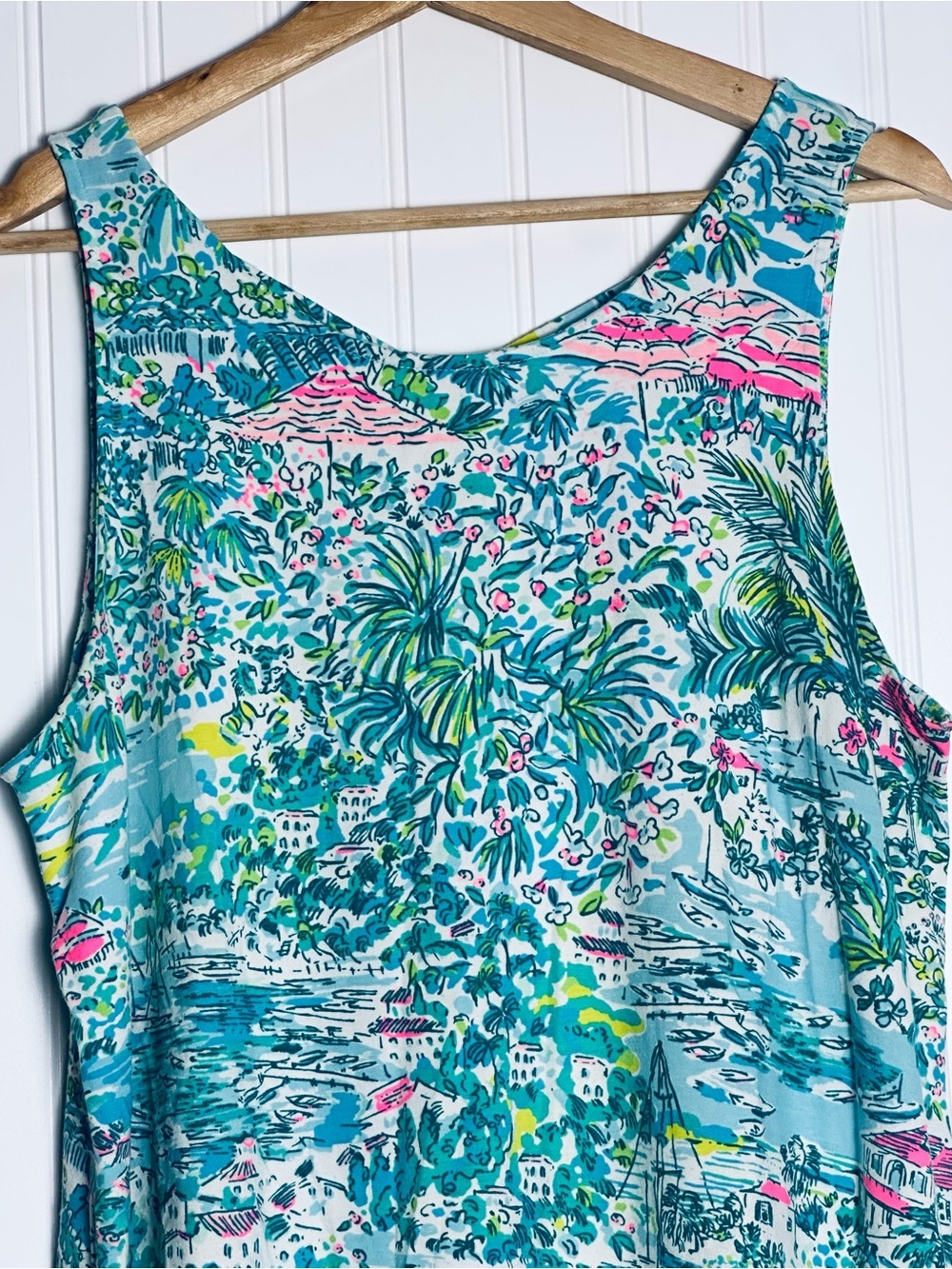 Lilly Pulitzer Kristen Tank Top L Gustavia Green Sunshine City" Resort Wear - Picture 5 of 15